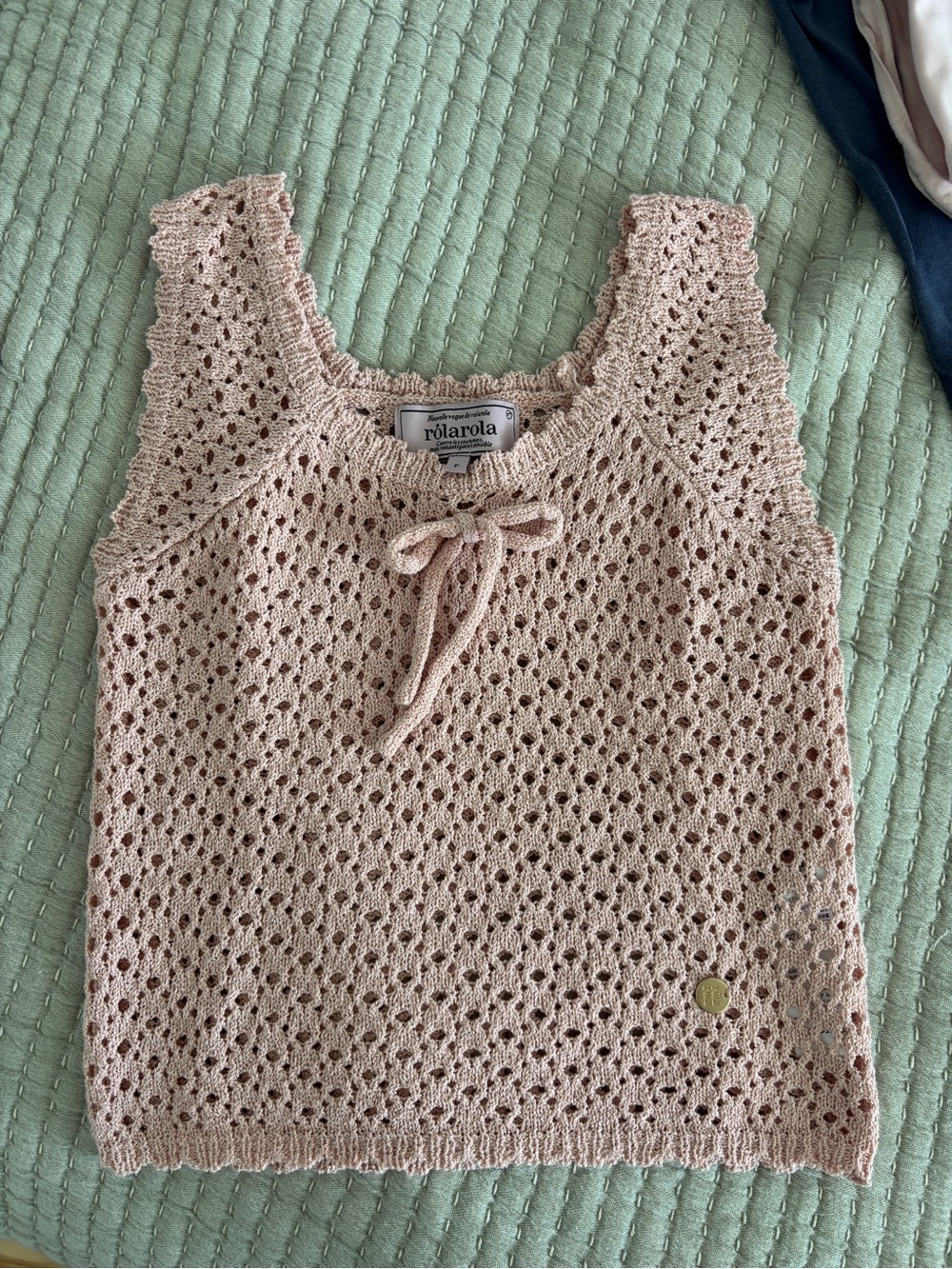 Rolarola Women's Pink Crochet Knit Tank Top